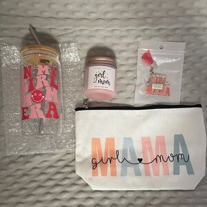 Girl Mama Gift Set with Tumbler, candle, keychain and Pouch